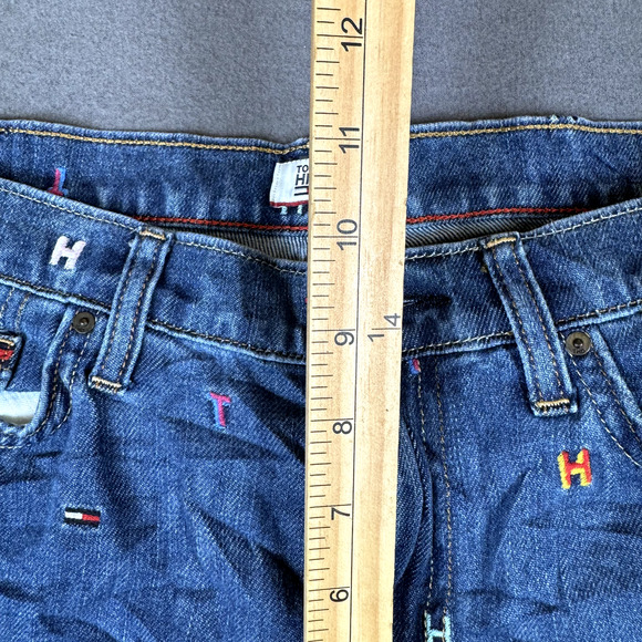 Tommy Hilfiger Denim Jeans Size 8 Embroidered Pattern T H Boyfriend Copain - Picture 6 of 12